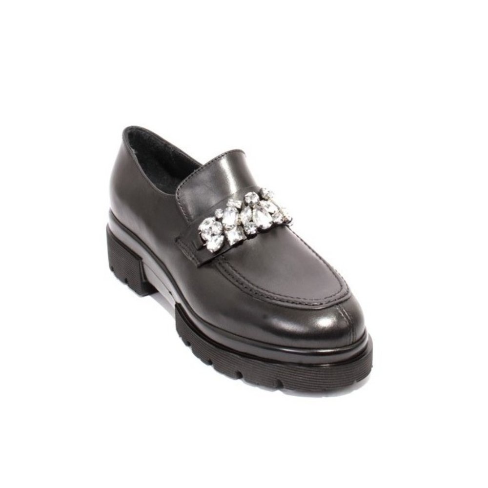 Vernissage 22723 Black Leather Platform Comfort Loafers
